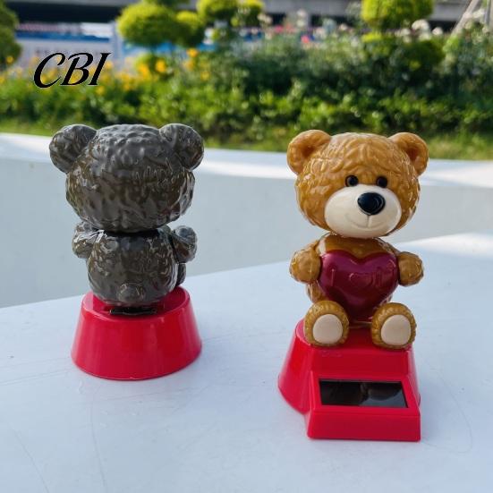 Solar Powered Car Accessory Ornament, Love Bear Shaking Head Dancing Doll, Auto Decoration Interior Accessories, Romantic Dashboard Decoration,