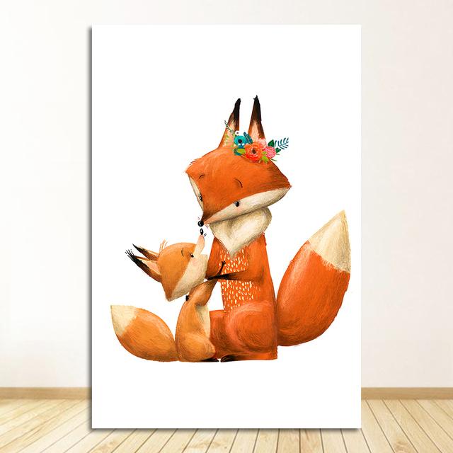 Медведь, настенная живопись на холсте, плакаты на скандинавскую тему и принты, настенные панно, декор для детской комнаты, цветок, кролик, друг, объятие, лиса, мышь