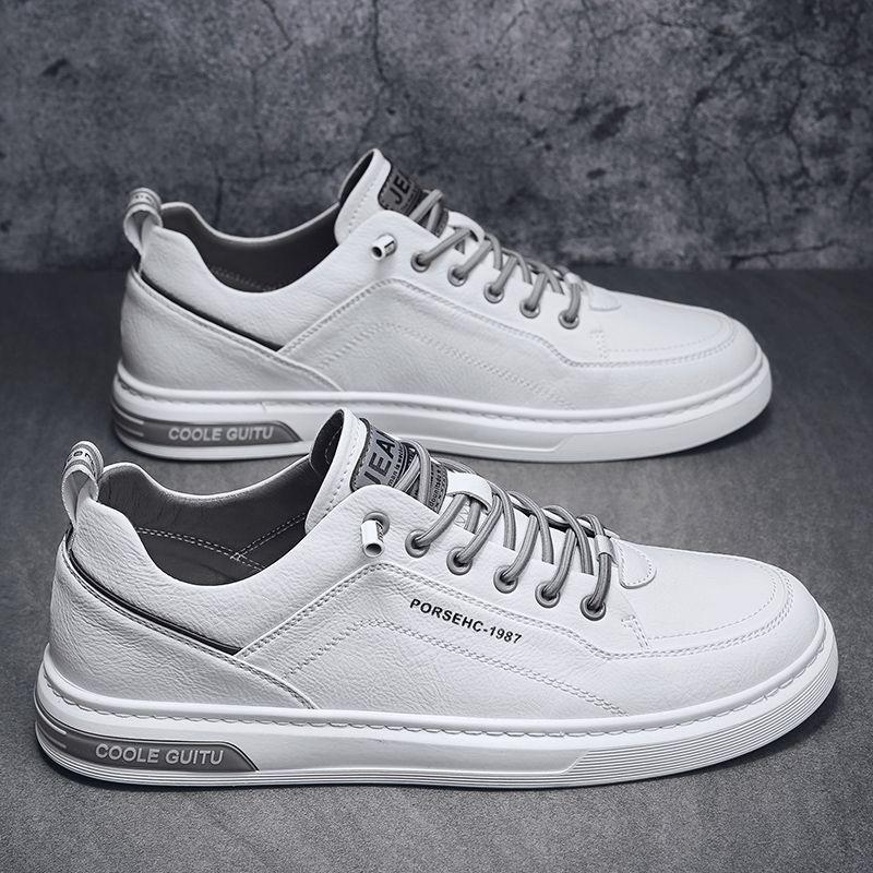 Men'S Shoes Casual Leather Shoes Men'S Little White Flat Shoes Youth Versatile Summer Sports White Shoes