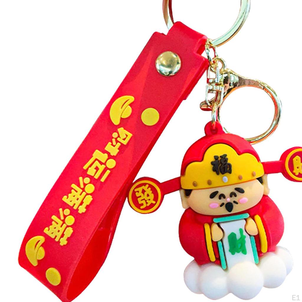 Cartoon Key Chain Pendant Year Gift God of Wealth Statue Creative PVC Lovely Chinese Style Lucky
