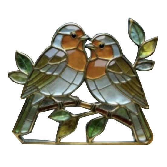 Ловец солнца в виде птицы Витражная акриловая оконная подвеска с кромкой из медной фольги Подарки для женщин, мамы, бабушки, любителей птиц