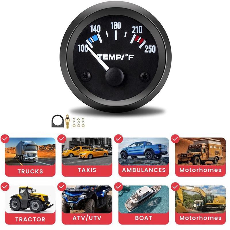 Механический датчик температуры воды 2 в 1, 52 мм, 12 В, Aftermarket, Фаренгейт 100-250°F, Комплект указателя температуры воды для автомобиля, грузовика, лодки, морского транспорта