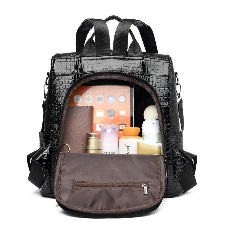 Женский рюкзак-антивор, новый повседневный вместительный простой с тиснением под крокодила, многофункциональная женская дорожная сумка