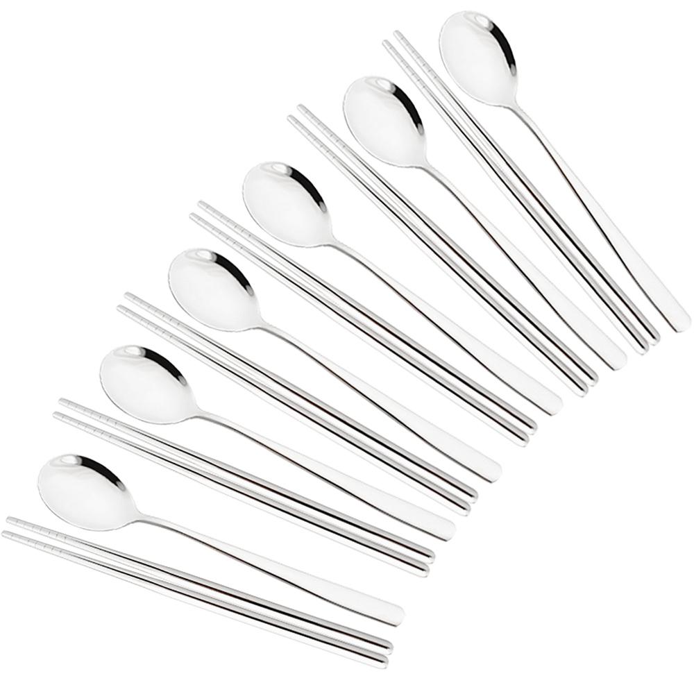 Джанкнг Вестерн, 6 комплектов ( 12 шт. ) Черная посуда из нержавеющей стали 304, посуда, ложки с длинной ручкой, палочки для еды, металлический корейский набор столового серебра