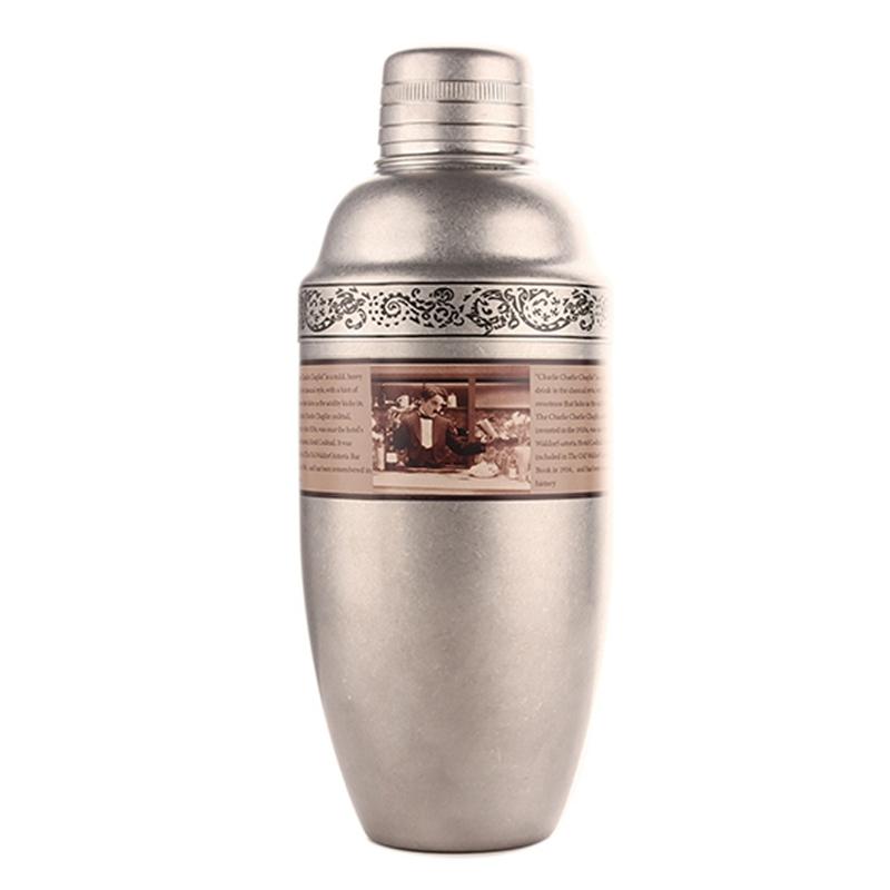 Nostalgic Chaplin Shaker Engraving Stainless Steel Cocktail Boston Bar Shaker Bar Tools