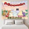 Custom Name Moomin Print Tapestry, Backdrop, Easy Setup, Ideal for Bedroom, Office & Living Room, with Aesthetic Wall Hanging Decor.