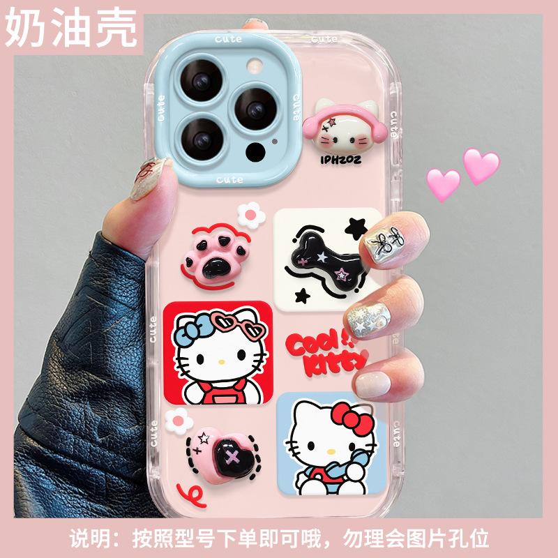 Подставка KT Cat Doll для чехла Jelly Phone iPhone 16e, 13 Pro Max, милый мультяшный 15, полное покрытие 14/12