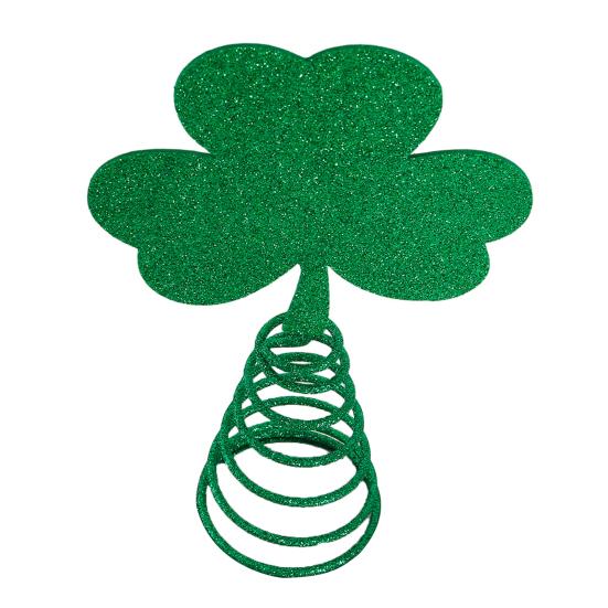 Улица. Верхушка на елку 'Клевер Святого Патрика' с весенним основанием, блестящая, миниатюрная, ирландский клевер, украшение на верхушку рождественской елки, праздничный орнамент