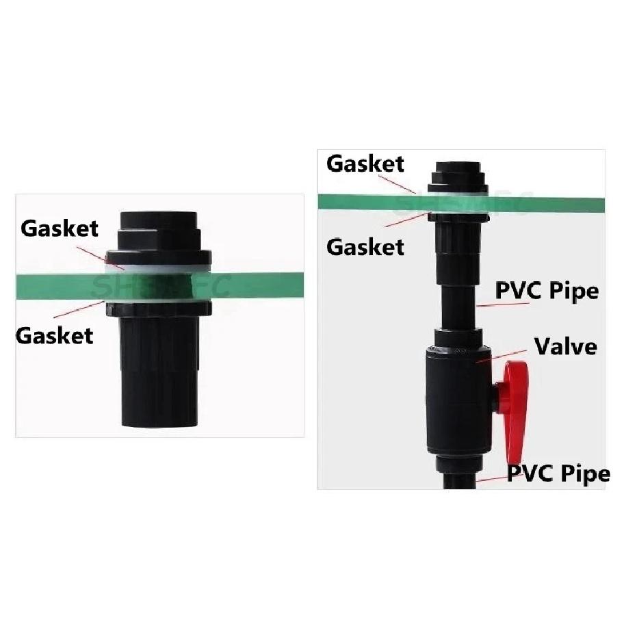 20~50mm Black PVC Pipe Thicken Connector Water Tank Inlet Outlet Joint Drain Irrigation Adapter Joint Aquarium Tank Accessories