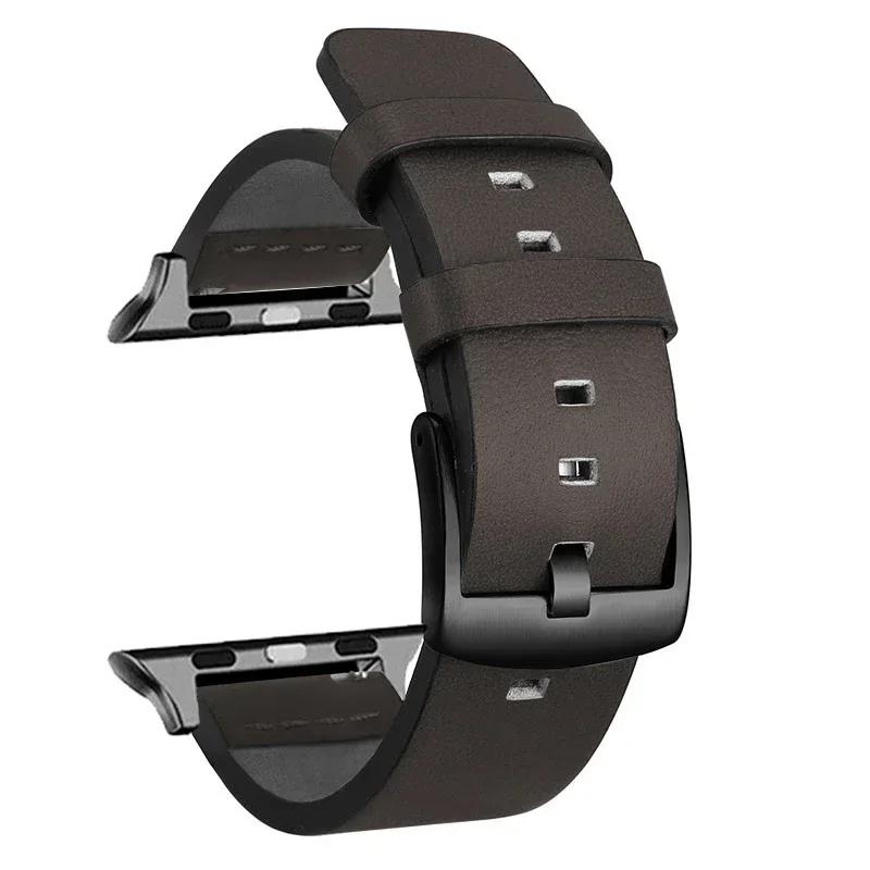 Кожаный ремешок для Apple Watch Ultra 2 49 мм, ремешок 9 8 7 45 мм 41 мм, высококачественный ремешок для IWatch Series 6 SE 5 4 44 мм 40 мм Correa