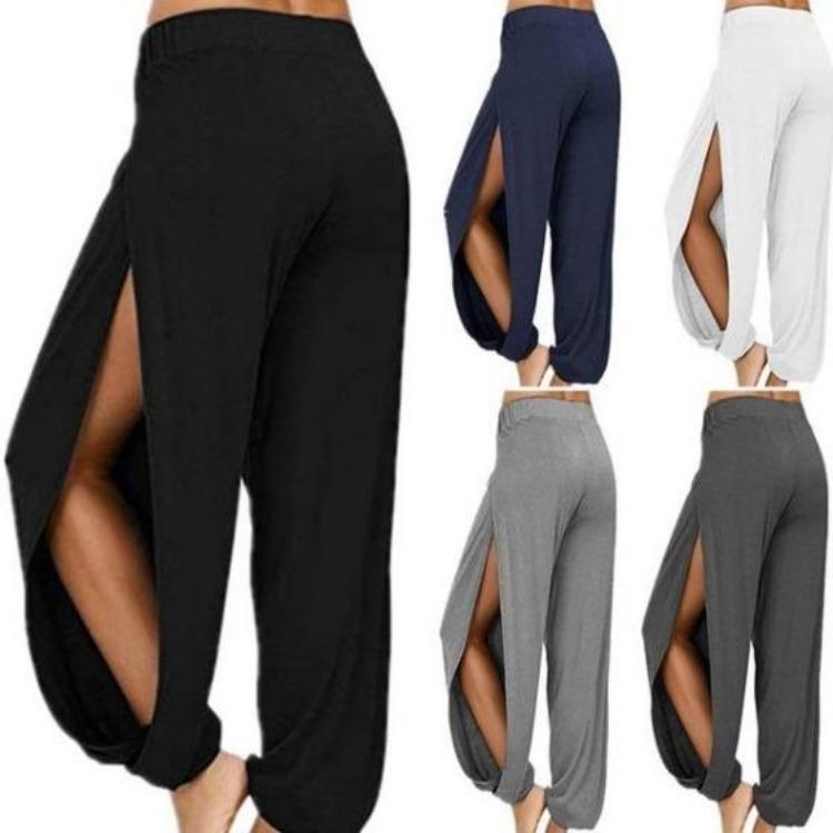 Women Yoga Pants Harem Pants Fashion Sweatpants Side Slit Jogger Beach Hippie Pants