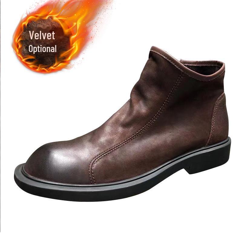 Мужские высокие ботинки челси из натуральной кожи - осень/зима в стиле ретро в британском стиле с молнией Martin