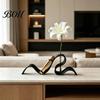 Arrangement Bookshelf 3D Printed Wave Bookshelf, Modern Abstract Ribbon Style Book Stand, Elegant Texture Desk Organizer for Magazines, Flower
