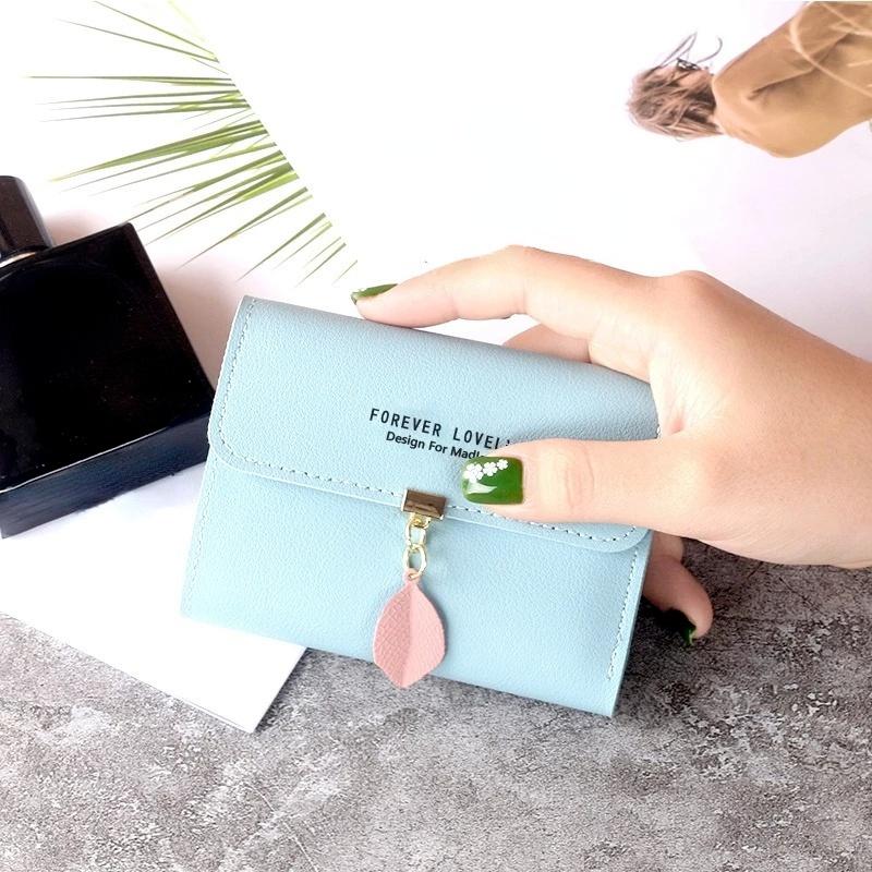 Маленький свежий лист тройная пряжка кошелек для монет кулон тонкий кошелек держатель для карт маленький свежий студенческий пряжка держатель для монет