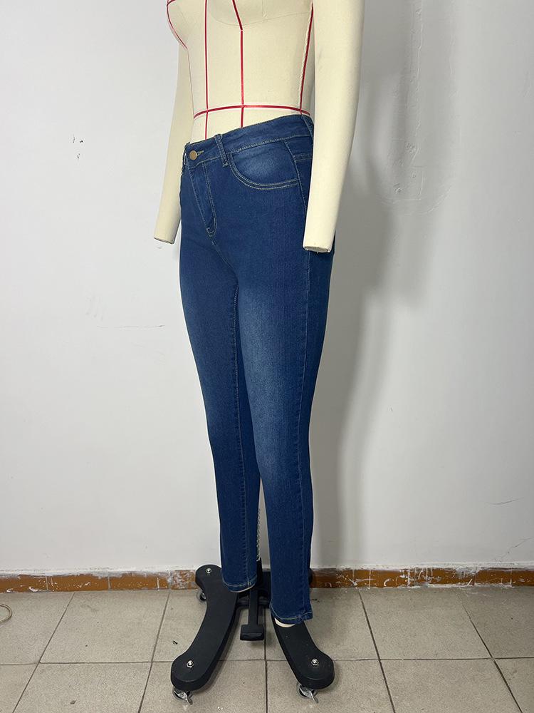 Women's High Waist Slim Pencil Jeans - European and American Style 2023 Collection