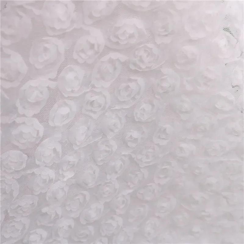 1Yard Three-Dimensional Rose Petal Embroidery Fabric 130cm Width DIY Costume Dress Birthday Party Decrotation Embroidery Fabric
