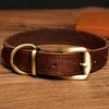 Dog cowhide collar Dog neck collar Retro copper hook head Medium and large dog pet products Durable and breathable