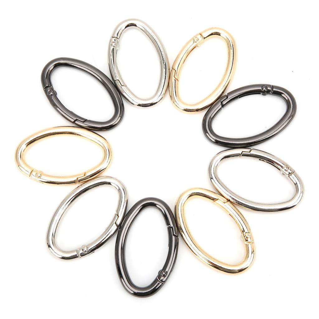 9Pcs Spring Ring Buckle 0?Shaped Oval Open Bag Chain Hardware DIY Accessories 3 ColorsM
