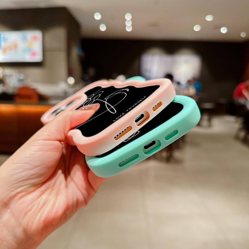 Мягкий чехол для телефона Macaron Big Wave для iPhone 11 12 13 14 15 Samsung A14 A15 A23 A24 A25 A54 A55 Xiaomi Redmi Note 13, чехол A18 Love Yourself Цветочное искусство