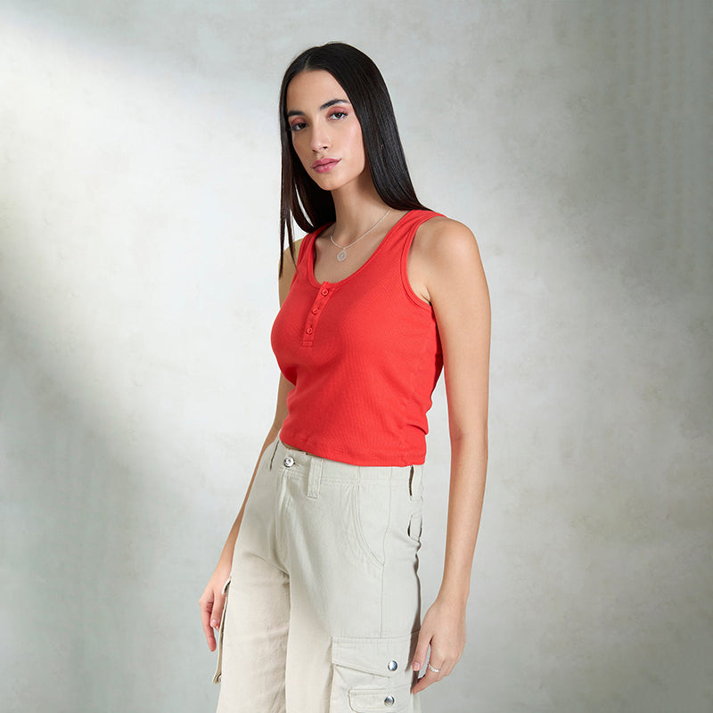 Virgio Женский укороченный топ без рукавов Slim Fit Scoop