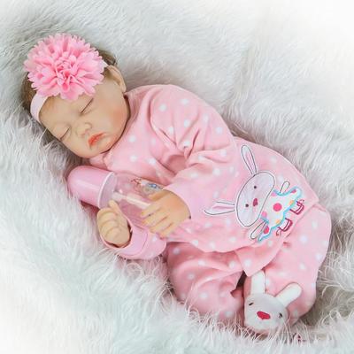 55 см 22 дюйма Reborn Baby Мягкий силиконовый виниловый реалистичный спящий Reborn Baby Doll Девочка Новорожденная кукла Игрушка Реальный ребенок