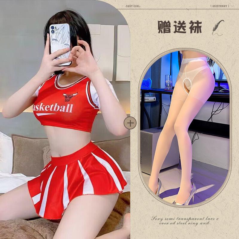 Fun underwear, sexy dynamic football baby split suit cos cheerleaders jersey perspective temptation