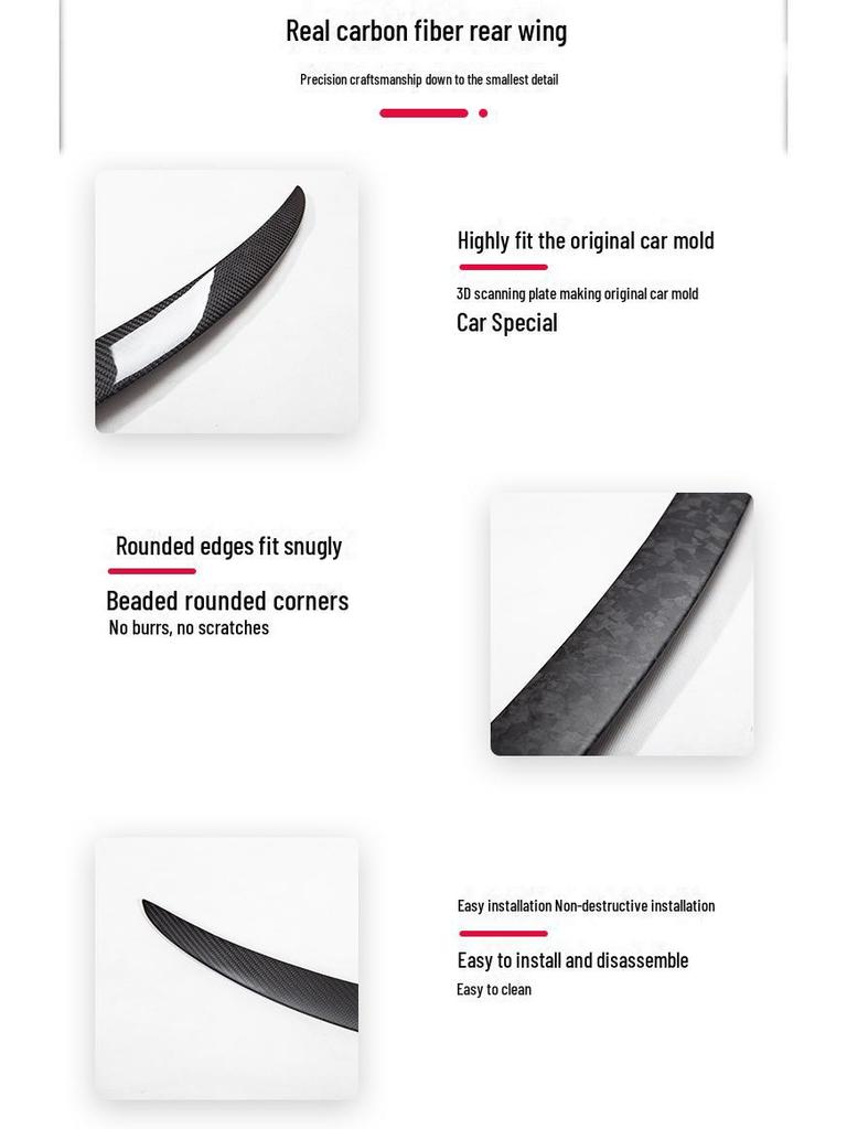 Tesla Model Y Real Carbon Fiber Spoiler - Dry Carbon Modified Tail Wing