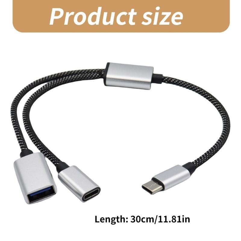 Многопортовое соединение USB C папа к 2 мамам Y-разветвитель, 480 Мбит/с синхронизация данных и зарядный кабель для ноутбуков,