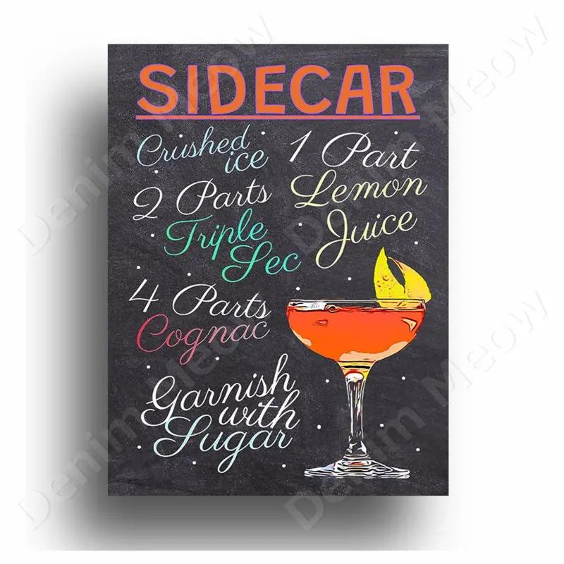 Old Cabun Vintage Metal Tin Sign, Purple Rain Cocktail Decorative Poster, Pisco Sour Mojito Retro Plaque, Bar, Home Wall Decor