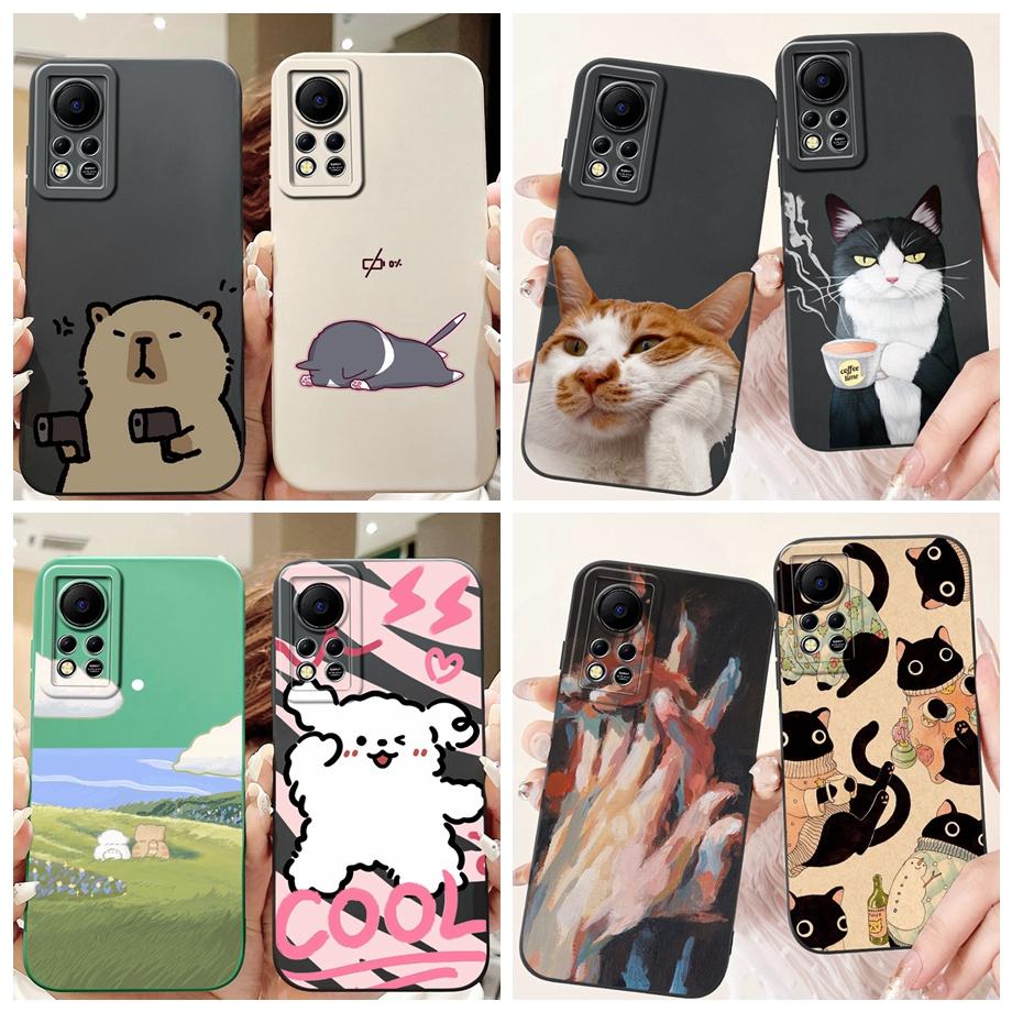 Phone Case for Infinix Hot 11s NFC X6812B Infinix Hot 11s X6812 Protection Cover Soft Liquid Silicone Coque Animals Bumper Shell