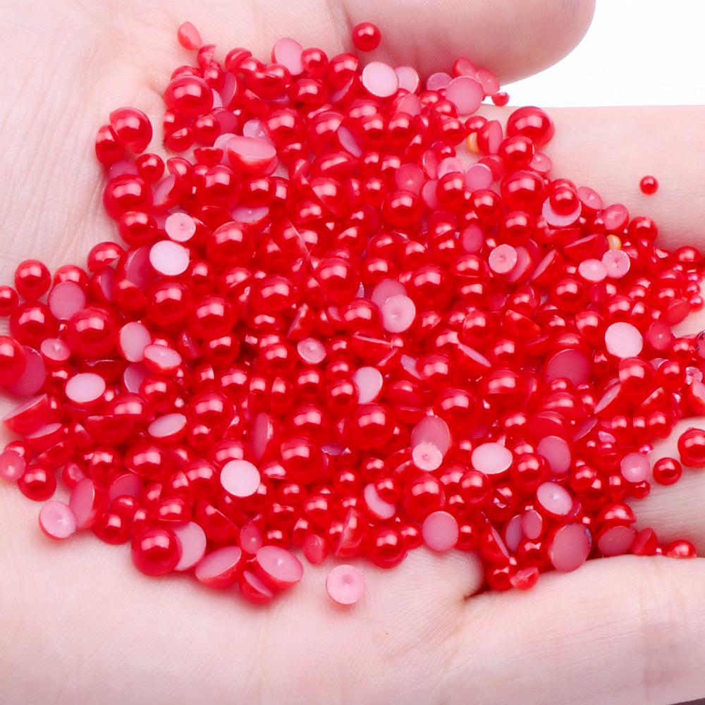 8mm Flat-Bottom Half-Round Imitation Pearls Beads, 100-Pack - DIY Rhinestone Mobile Case Accessories