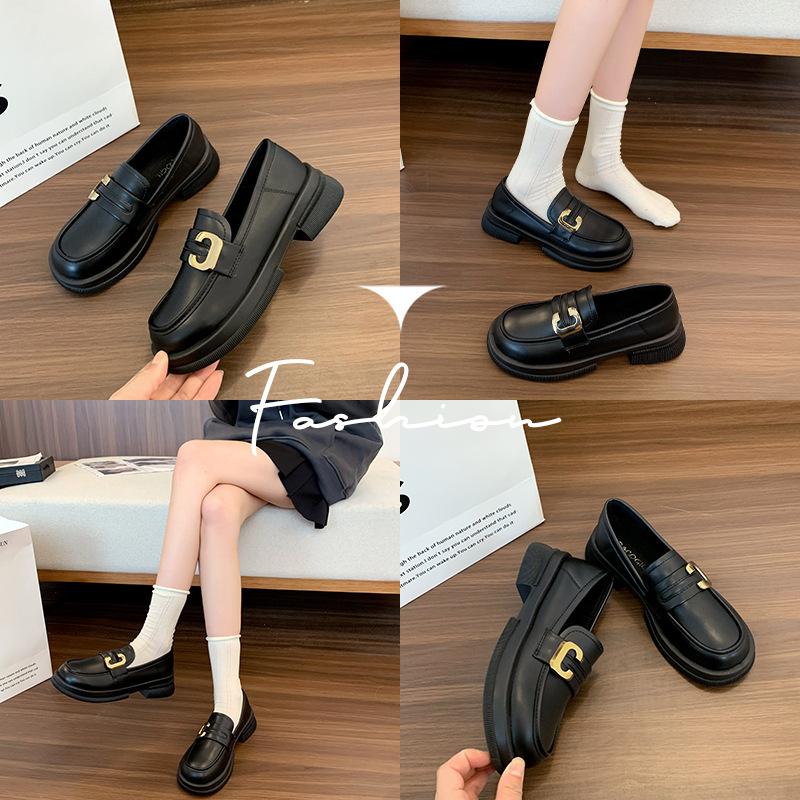 Маленькие черные кожаные туфли женские весенние новые с мелким вырезом женские британские на плоской подошве для работы