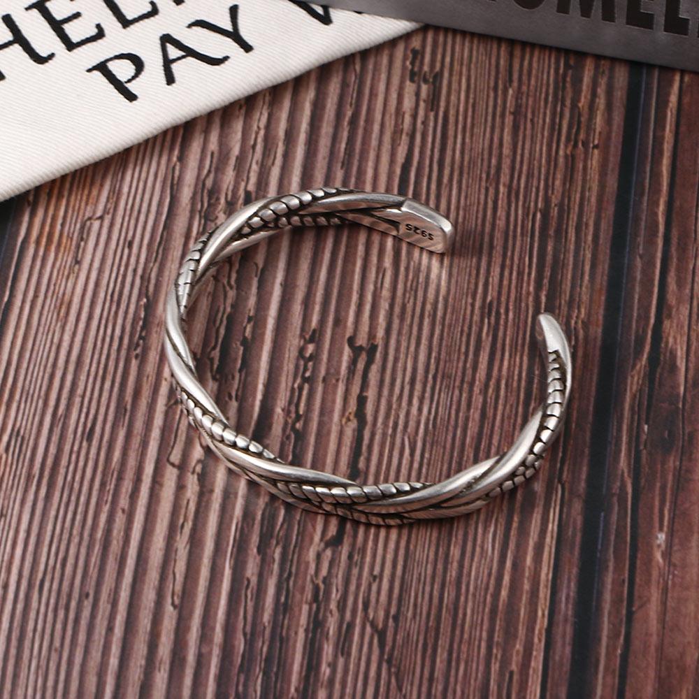 New Geometric Silver Color Men Woven Simple Opening Bracelets Fashion Jewelry Twisted Bangles