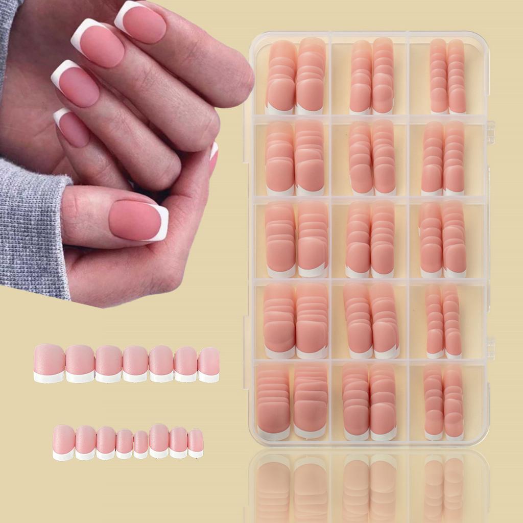 150 Pieces Diy Non-Marking Matte Nail Art Wearing Non-Marking White Classic Work In Progress French Fake Nail Nail Piece