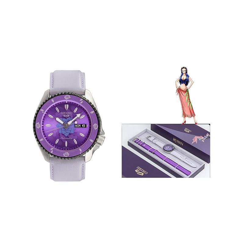 Seiko Бизнес-часы с механическим механизмом и кожаным ремешком, унисекс, с фиолетовым циферблатом SRPH09K1