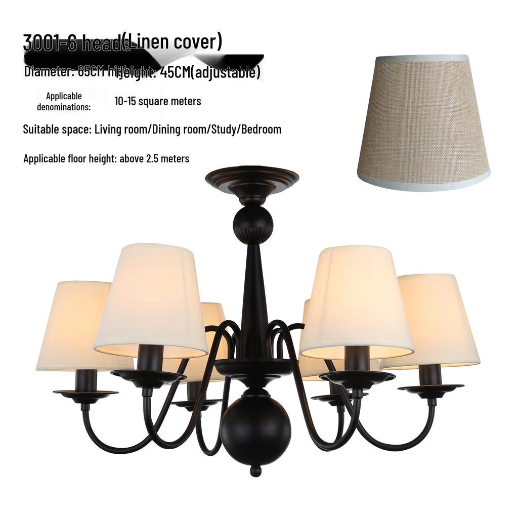 Черная ретро кованая люстра для гостиной, столовой или спальни