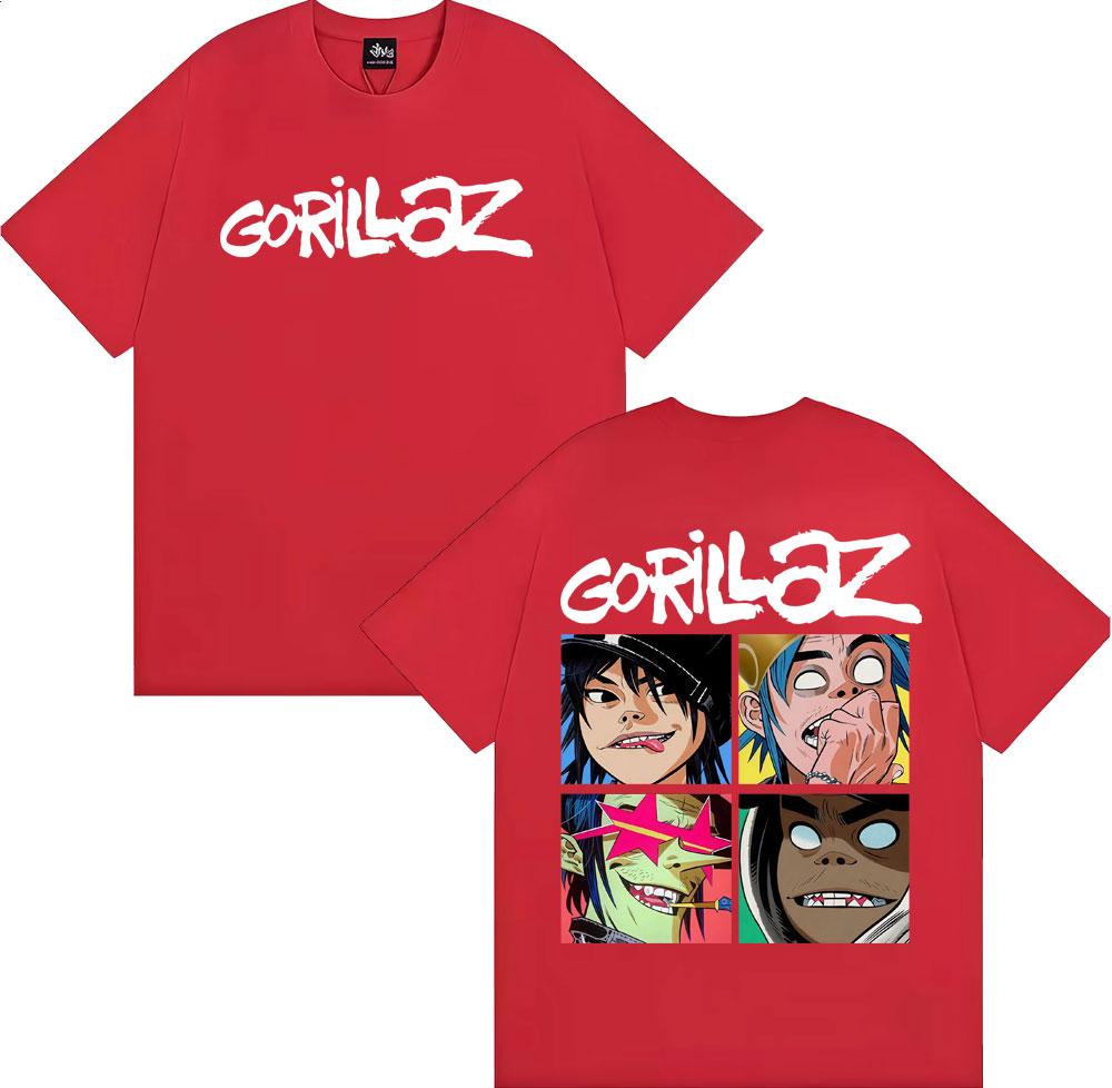 Рок-группа Gorillaz Винтажные Мультяшные Графические Футболки Мужские Женские Мода Готическая Оверсайз Футболка Повседневная Хлопковая Футболка с Коротким Рукавом