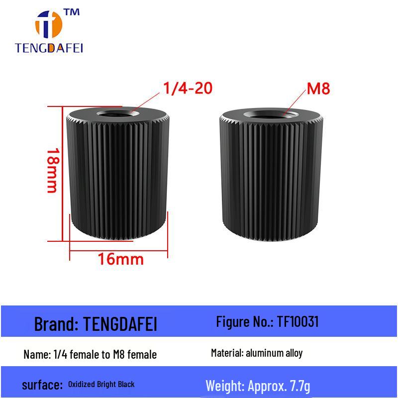 Reversible 1/4" Male To 3/8" Female Adapter for Camera Tripod Ball Head with M4-M8 Conversion Screws