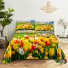 Tulip Bed Sheets Set With Pillows Case Flowers Bedsheet With Pillowcase 2 Pcs 3Pcs For Single Double Beds King Full Twin Size