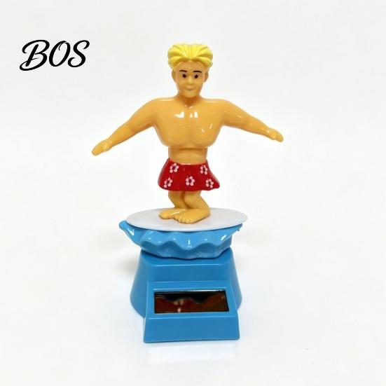 Anti-slip Car Decoration Surfer Boy Solar Nodding Toy, Cartoon Bobblehead for Accessory For Bumpy Roads Dashboard, Auto Swing Shaking Figure