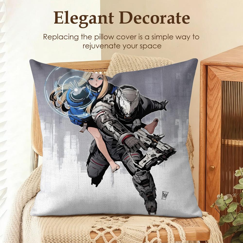 Game PPragmata Cushion Cover Natural Linen Organic Fabric DoubleSided Printing Sofa Home Decor Gift Pillow Case