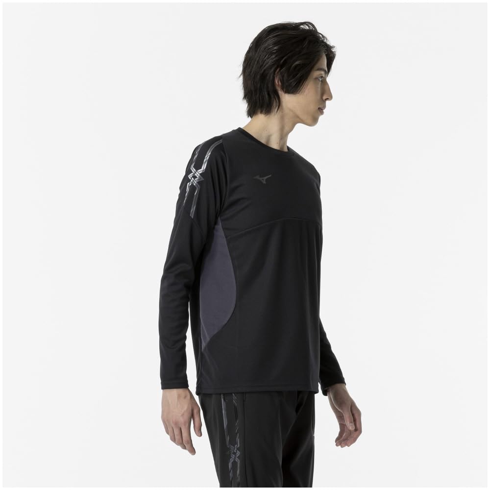 Mizuno 32MAA630 Long Sleeve Training Size M MC-LINE T-Shirt, Moisture-Wicking, Quick-Drying, Black,
