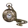 Pocket Watch Antique Retro Skeleton Gear Crown Pendant Watch Chain Necklace Pocket Watch Bronze