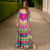 Casual Print Dress Batwing Sleeve Maxi Dress 2023 Women Moroccan Kaftan Women Bohemian Holiday Beachwear Mid-Calf Dresses Q1450