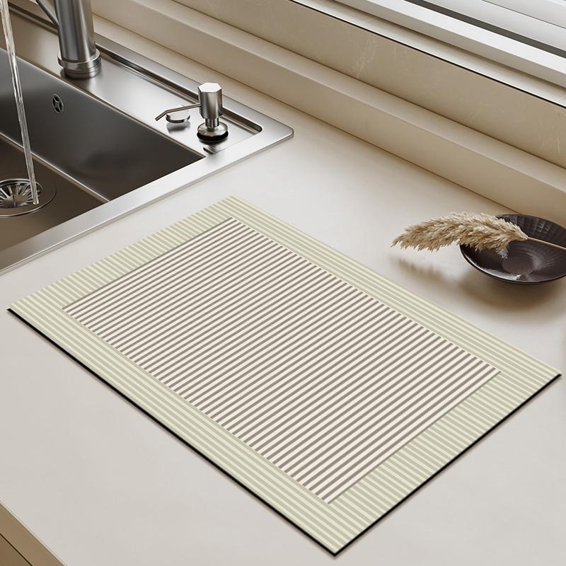 Non-Slip Diatomite Mat Dish Drainer Rug Kitchen Drain Pad Absorbent Coffee Mats Quick Drying Kitchen Rugs Sink Draining Mat