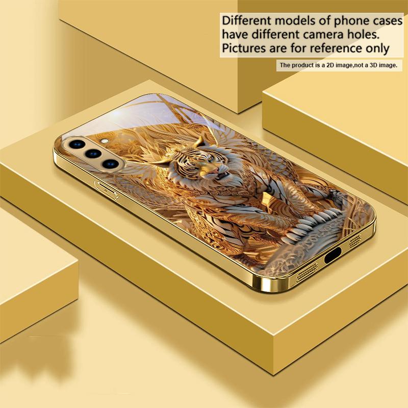 Фантастический золотой зверь для Samsung A 31 32 A33 A34 35 14 A15 13 16 25 26 50 52 53 54 55 56 70 71 72 73 Золотой стеклянный чехол для телефона