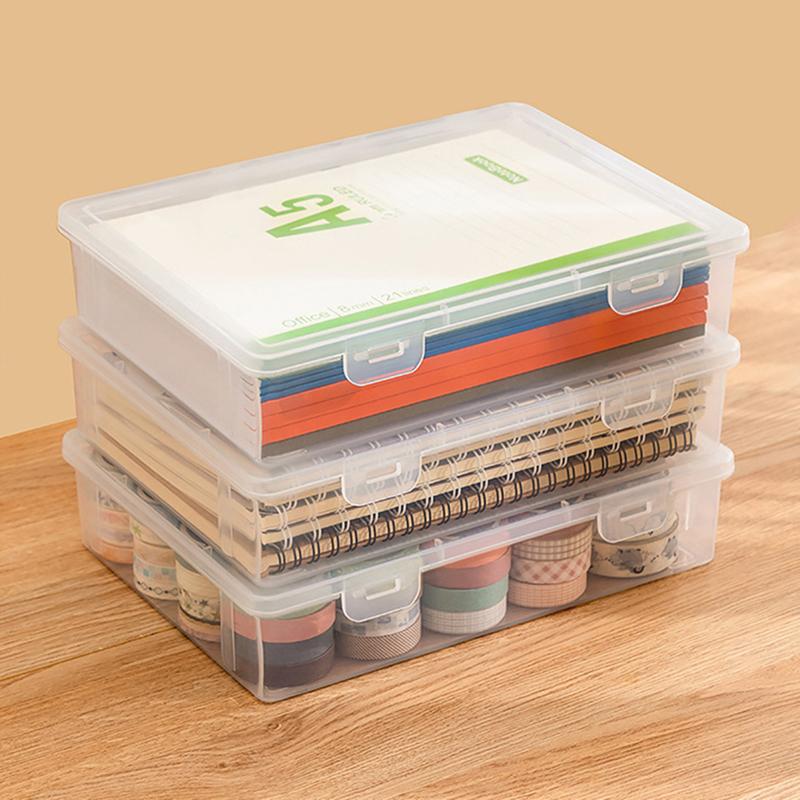 Товары для дома и офиса Коробка для хранения документов Многофункциональная настольная коробка большой емкости для бумаги формата А4 Прозрачная пластиковая коробка-органайзер