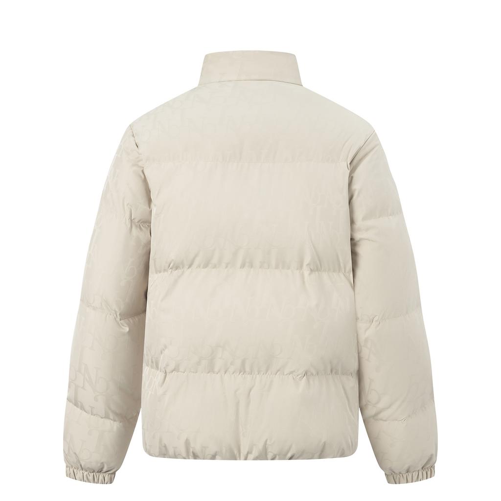 LiNing Спортивная трендовая серия Куртка пуховик с воротником-стойкой и молнией, цветной блок, унисекс верхняя одежда AYMV493-1