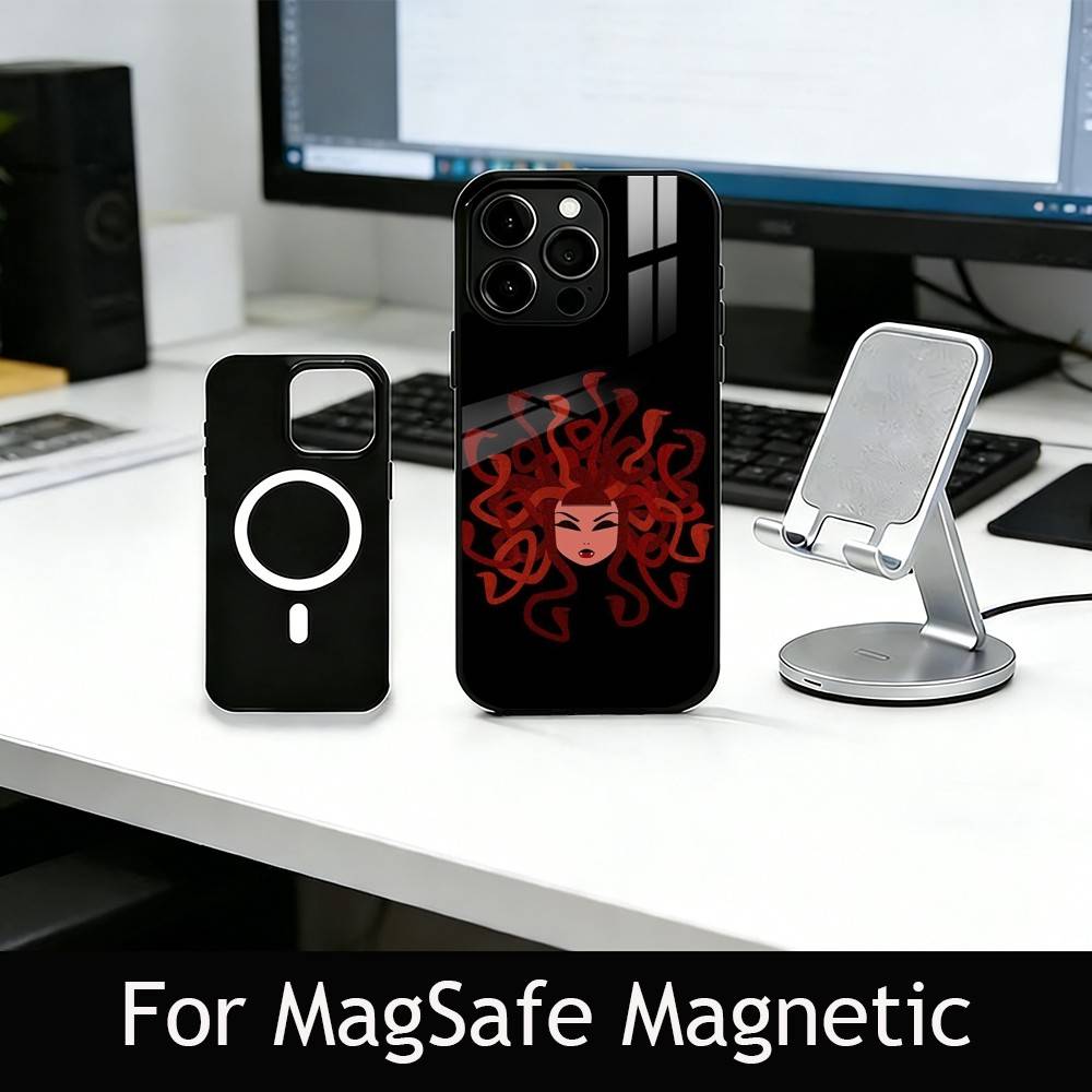 Medusa G-Mythology Phone Case For iPhone17,16,15,14,13,12,11 Plus,Pro Magnetic For Magsafe Wireless Charging
