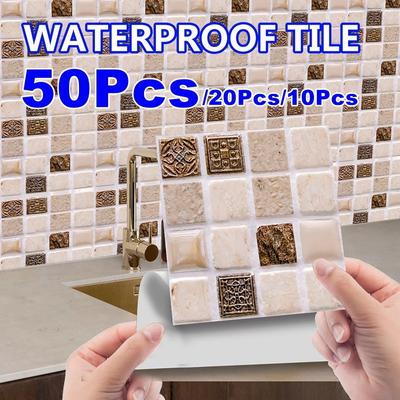 Плитка для кухонного фартука Peel and Stick 3D наклейки на стену Водонепроницаемые обои Самоклеющийся настенный декор для ванной комнаты Спальня Гостиная Стойка